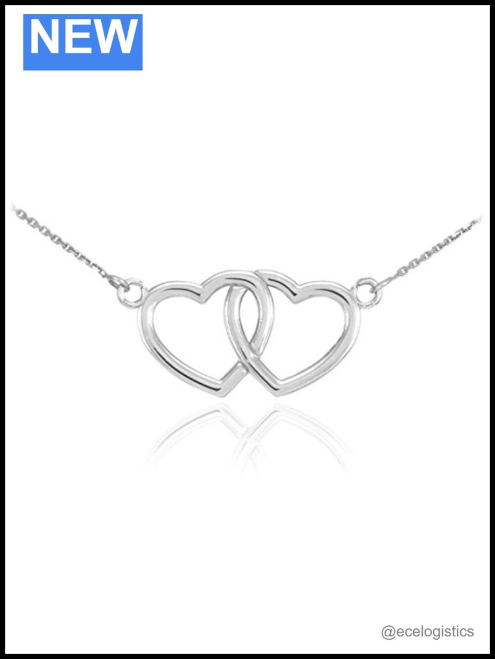 925 Sterling Silver Double Open Heart Pendant Necklace 18 in